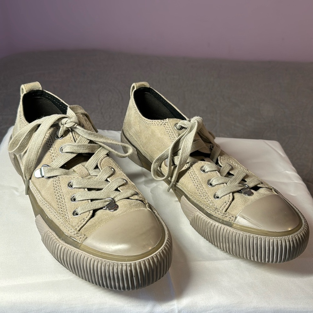All Saints taupe suede sneakers. Worn 2-3x. EUC.